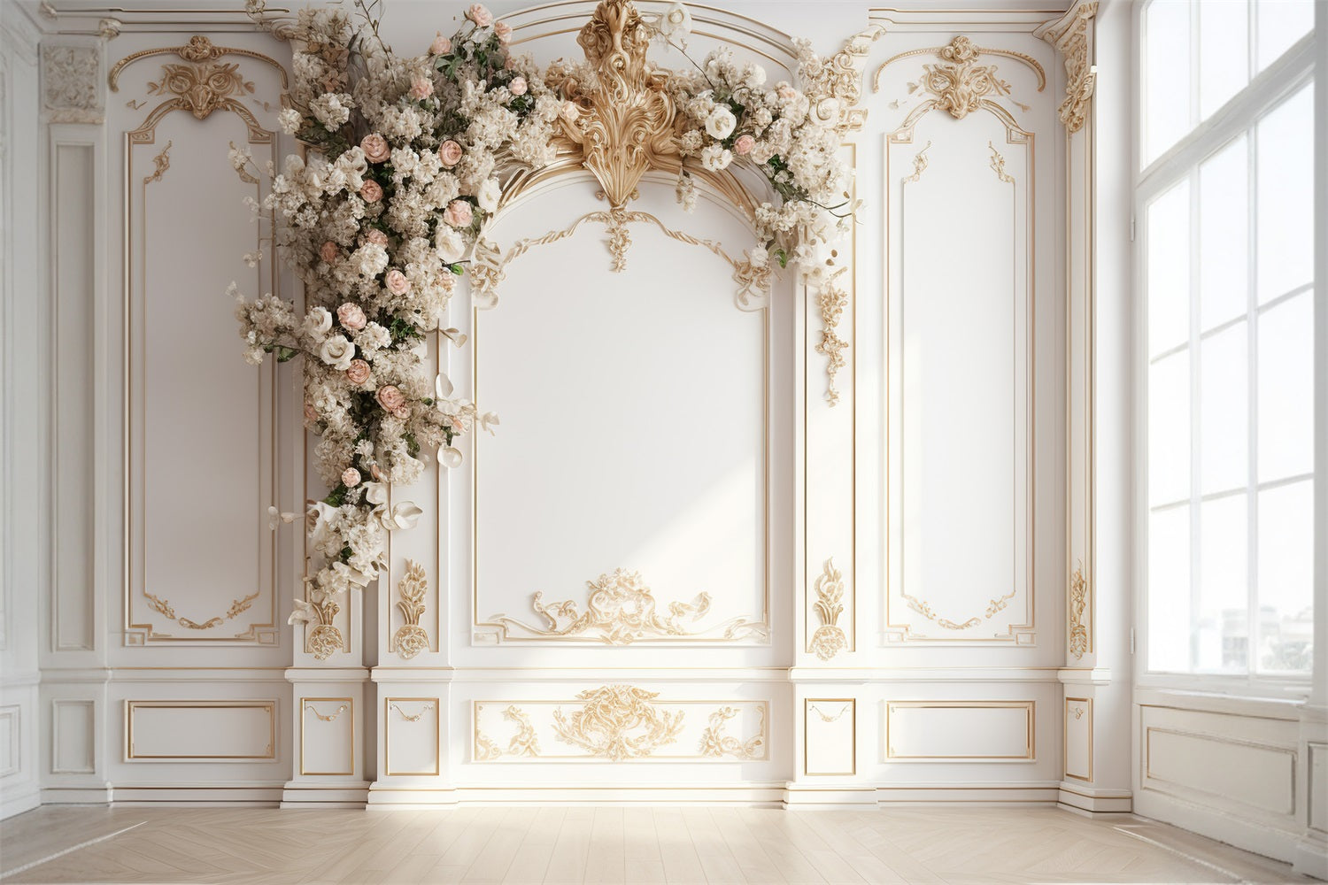 Dbackdrop Fondale Ad Arco In Metallo Rosa Da Parete Vintage Bianco RR4-23