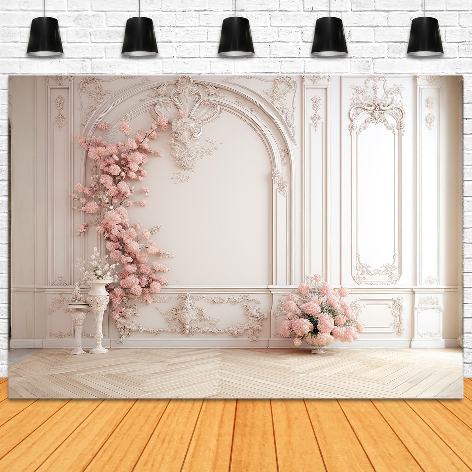 Dbackdrop Classico Sfondo Vintage Da Parete Rosa Con Accento Floreale RR4-26