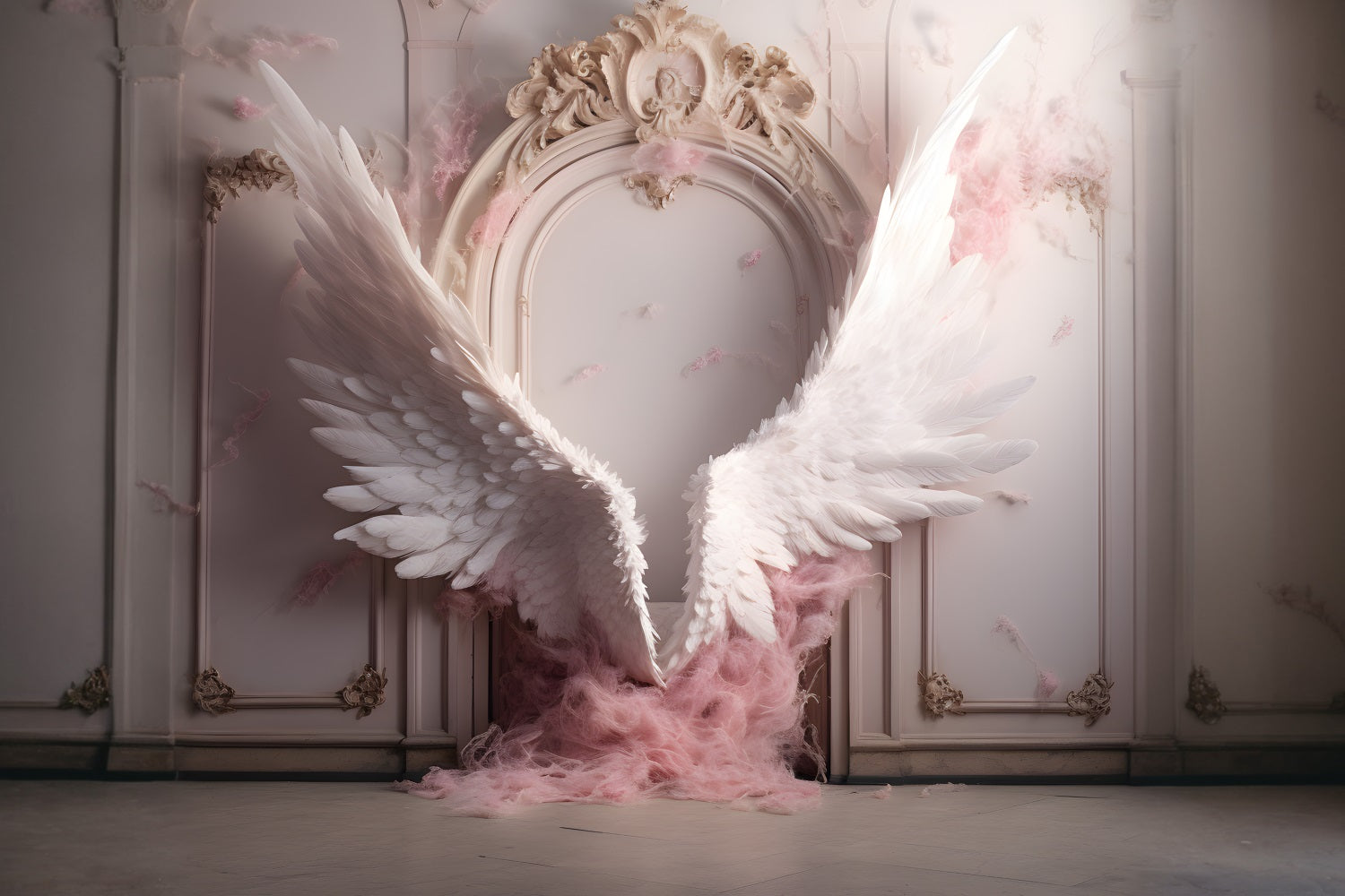 Dbackdrop Sfondo Da Parete Vintage Bianco Ad Arco Ad Ala RR4-30