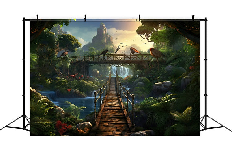 Dbackdrop Mystic Forest Bird Ponte Sospeso Fondale RR4-45