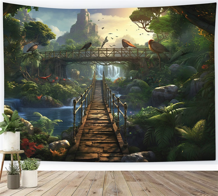 Dbackdrop Mystic Forest Bird Ponte Sospeso Fondale RR4-45