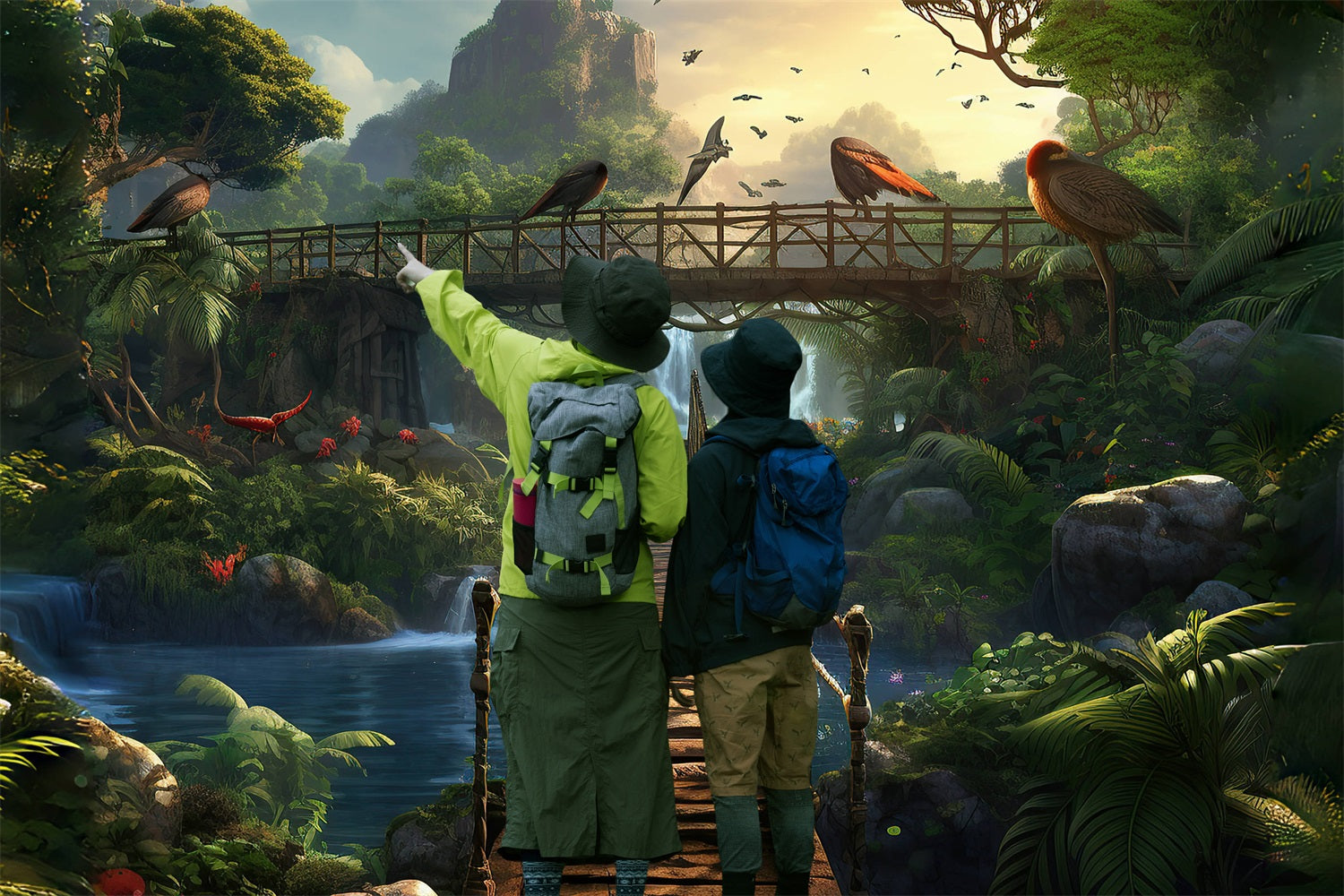 Dbackdrop Mystic Forest Bird Ponte Sospeso Fondale RR4-45