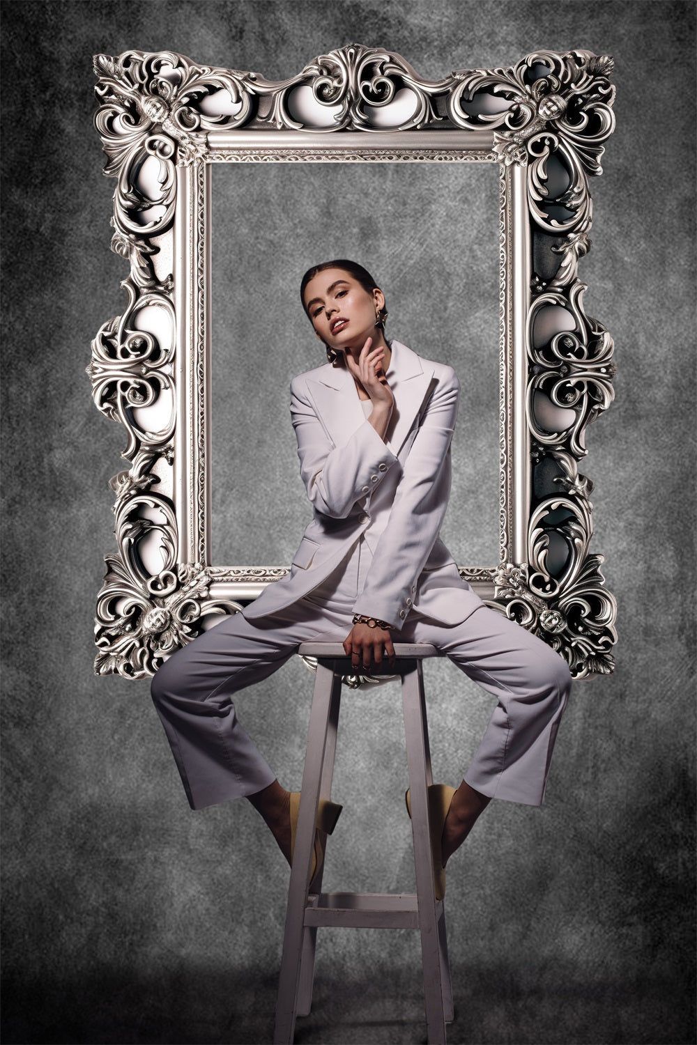 Dbackdrop Art Classic Cornice Rettangolare Per Foto Sfondo Astratto Tono Grigio RR4-58