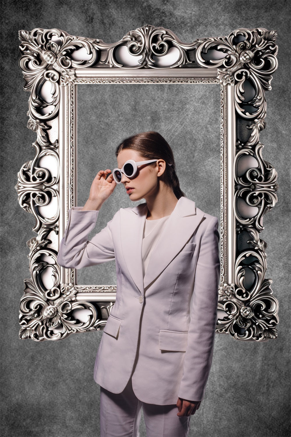 Dbackdrop Art Classic Cornice Rettangolare Per Foto Sfondo Astratto Tono Grigio RR4-58