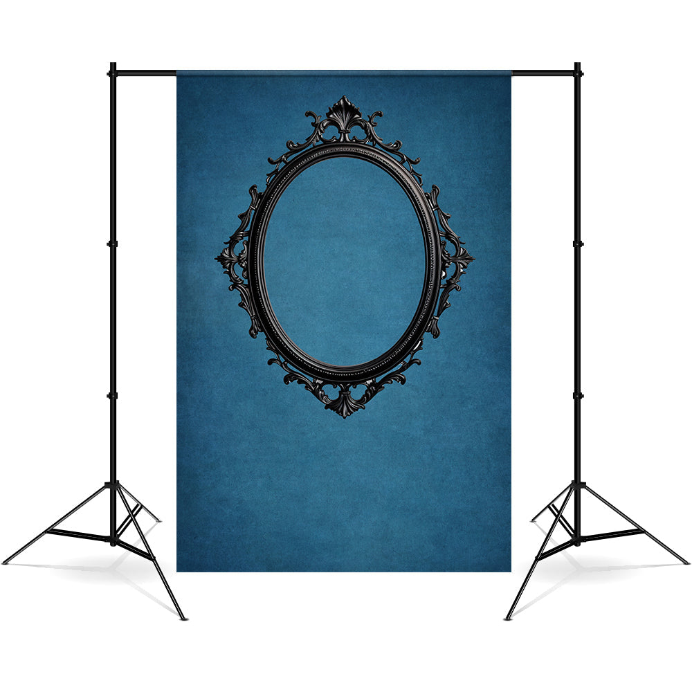 Dbackdrop Art Classic Cornice Ovale Nera Sfondo Astratto Blu RR4-60