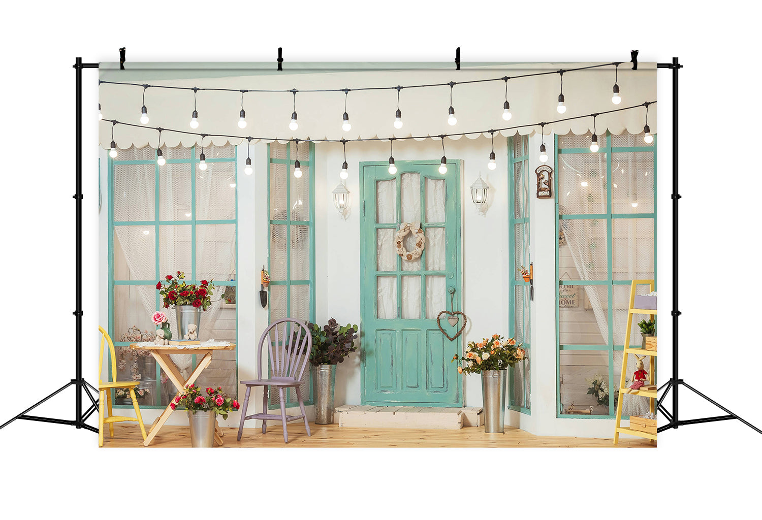 Caldo Sfondo Di Corde Luminose Per La Casa Patio RR5-10