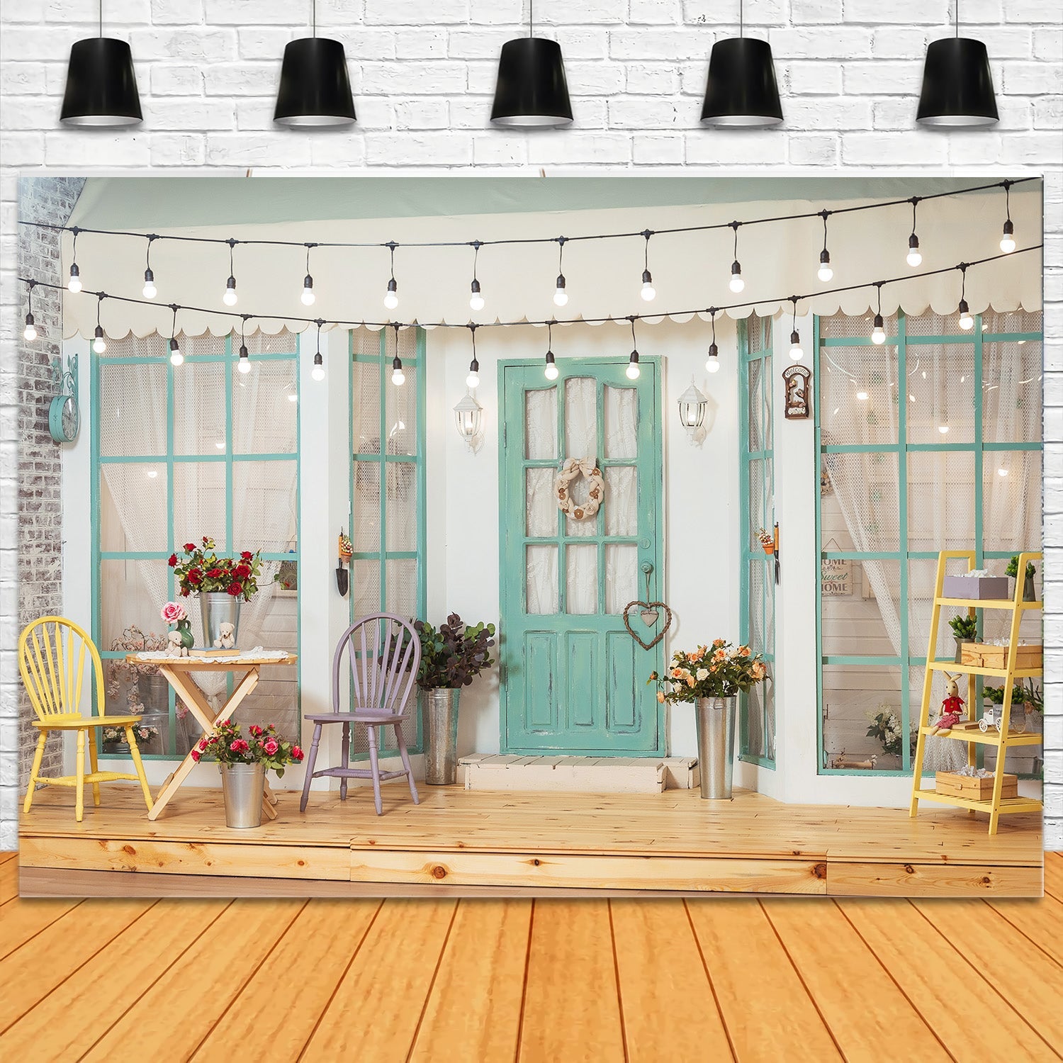 Caldo Sfondo Di Corde Luminose Per La Casa Patio RR5-10