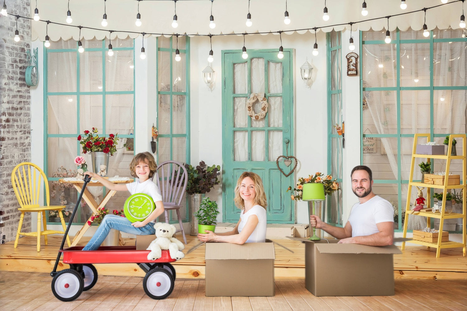 Caldo Sfondo Di Corde Luminose Per La Casa Patio RR5-10