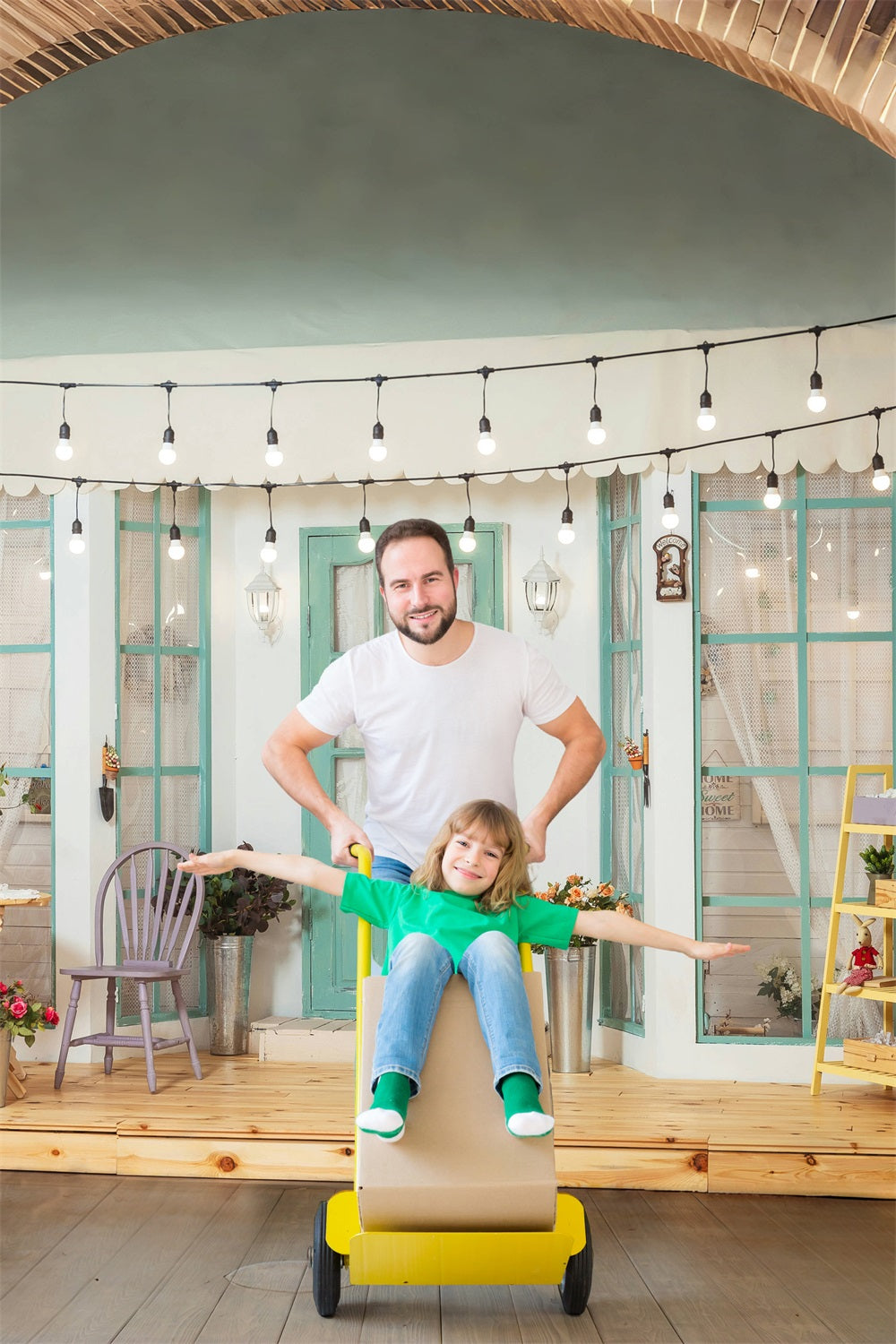 Caldo Sfondo Di Corde Luminose Per La Casa Patio RR5-10