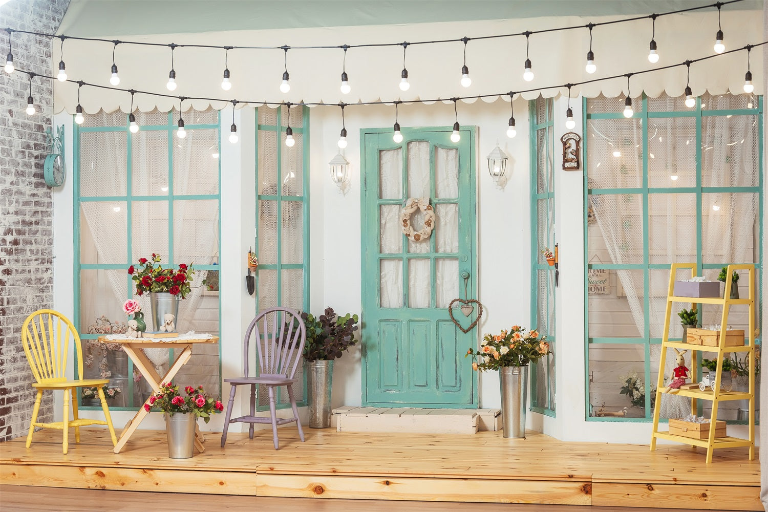 Caldo Sfondo Di Corde Luminose Per La Casa Patio RR5-10