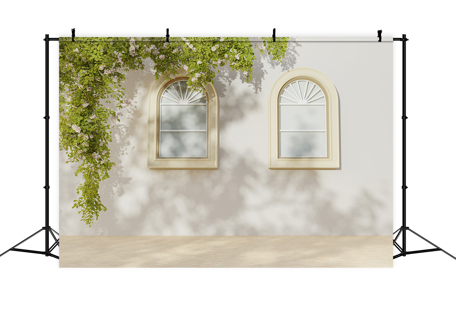 Sfondo Di Piante Verdi Con Finestra Vintage Da Muro Bianco RR5-13
