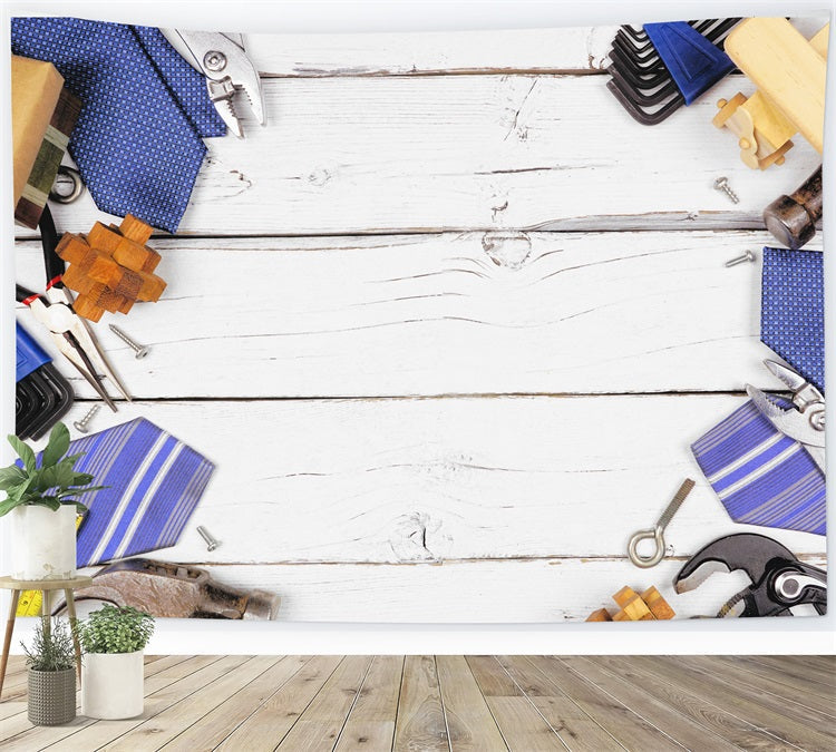 Fondale Per Cravatta Da Uomo Con Strumenti Per La Tavola In Legno Per La Festa Del Papa RR5-14