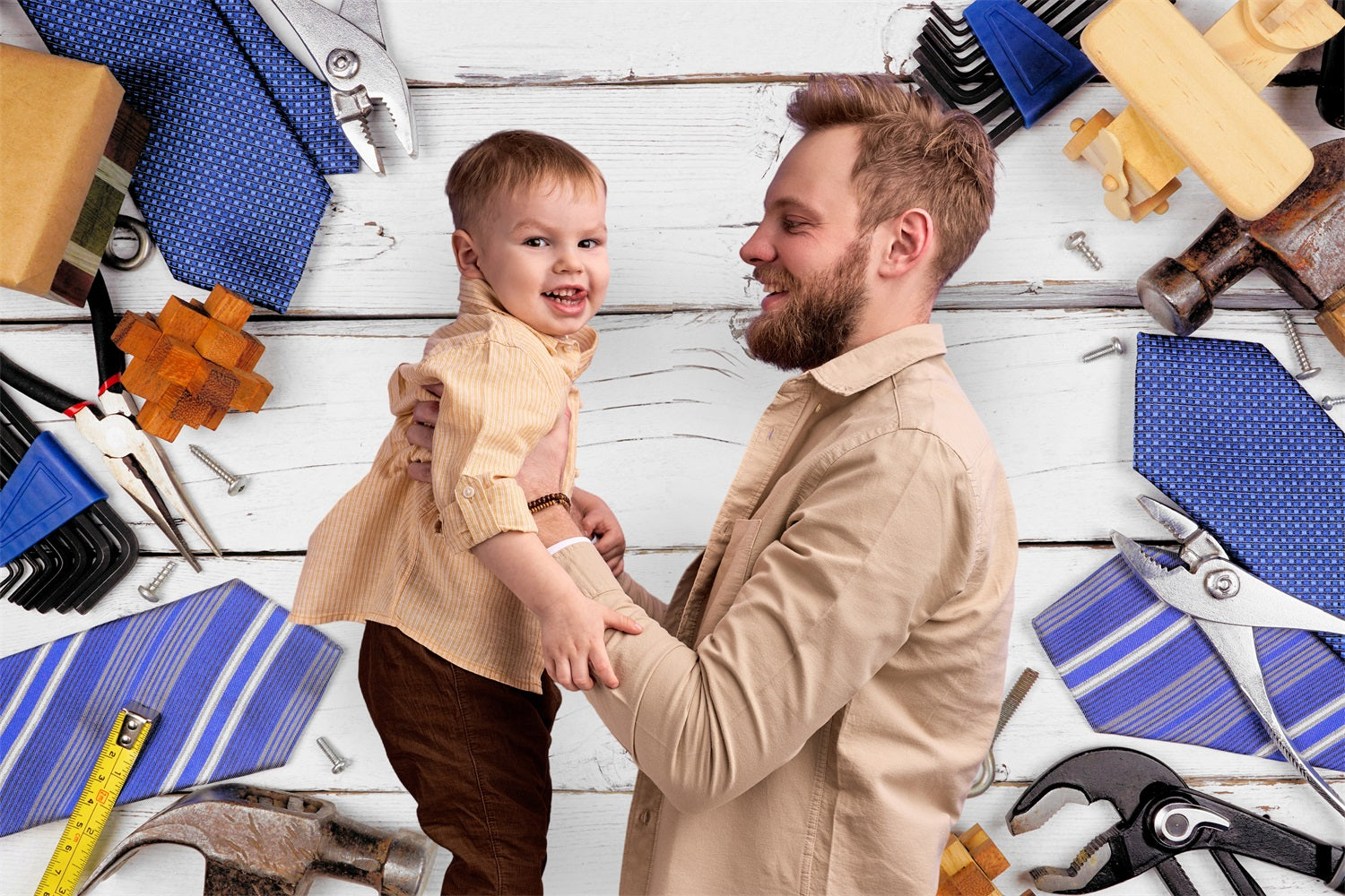 Fondale Per Cravatta Da Uomo Con Strumenti Per La Tavola In Legno Per La Festa Del Papa RR5-14