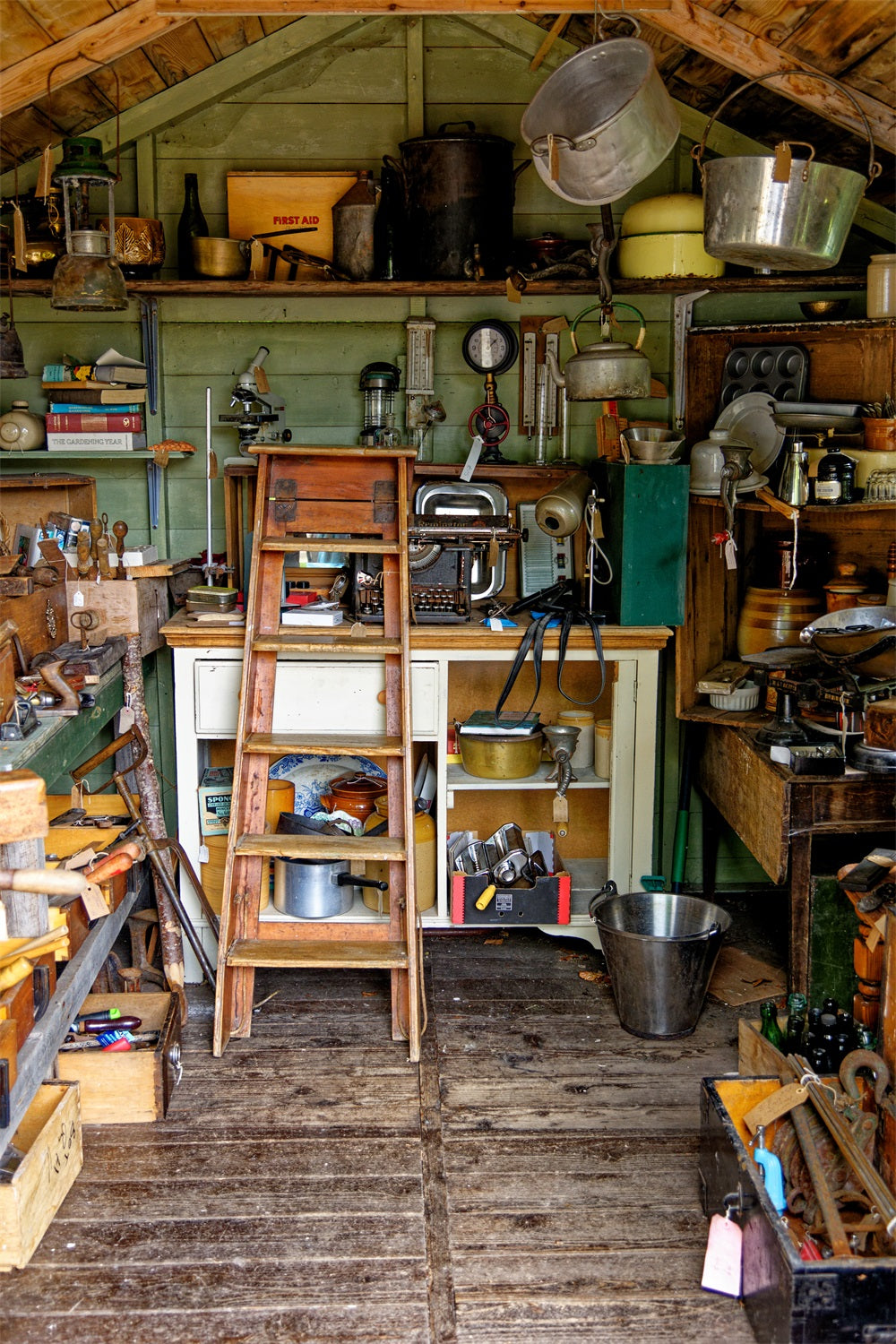 Sfondo Per La Scala Della Soffitta Degli Strumenti Per La Famiglia Della Festa Del Papa RR5-16