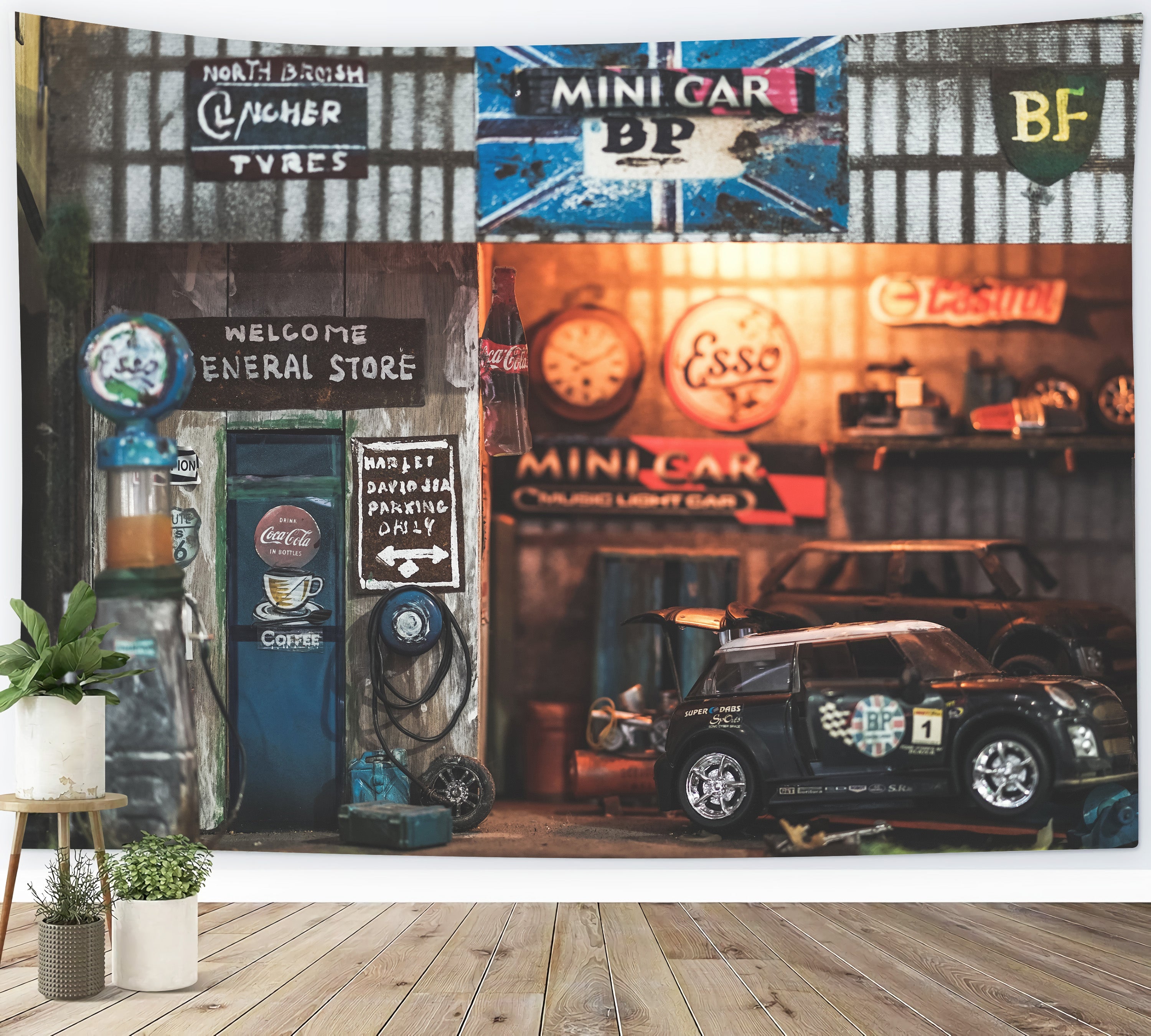 Sfondo Della Festa Del Papa Del Vecchio Garage Del Negozio Di Auto RR5-19