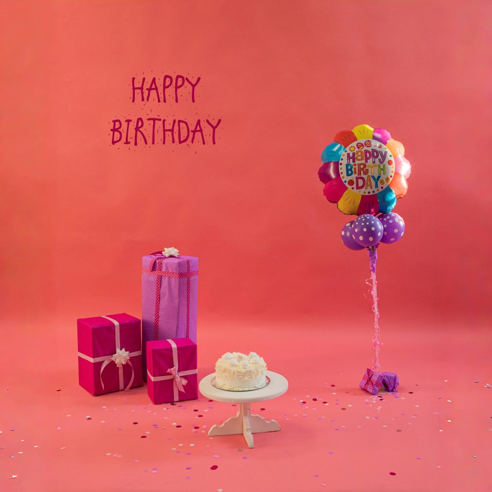 Fondale Con Motivo A Palloncino Torta Di Compleanno Candela RR5-41