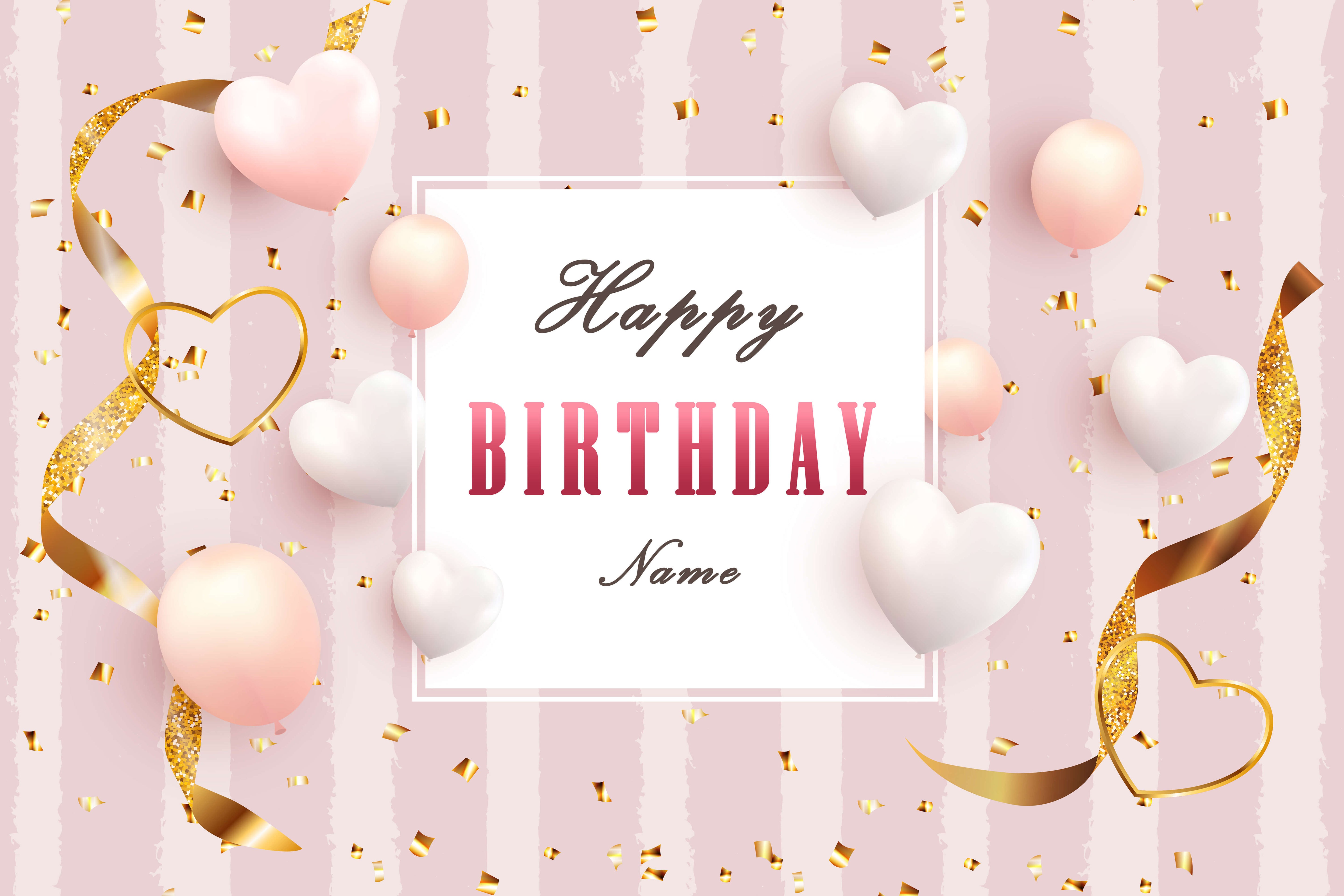 Sfondo Compleanno Personalizzato Con Palloncini Cuore Amore RR5-47