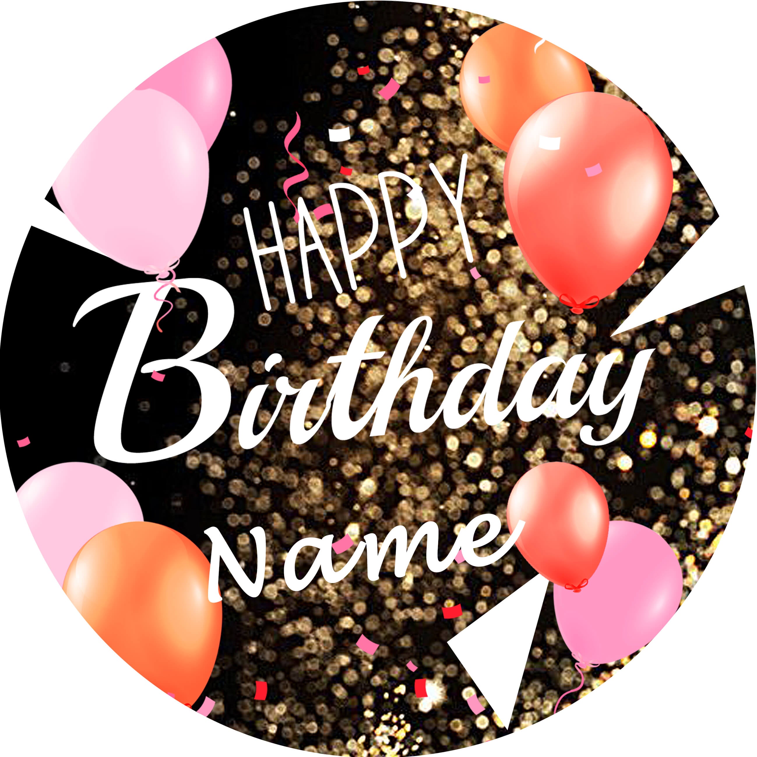 Sfondo Rotondo Compleanno Personalizzato Bokeh Dorato RR5-58