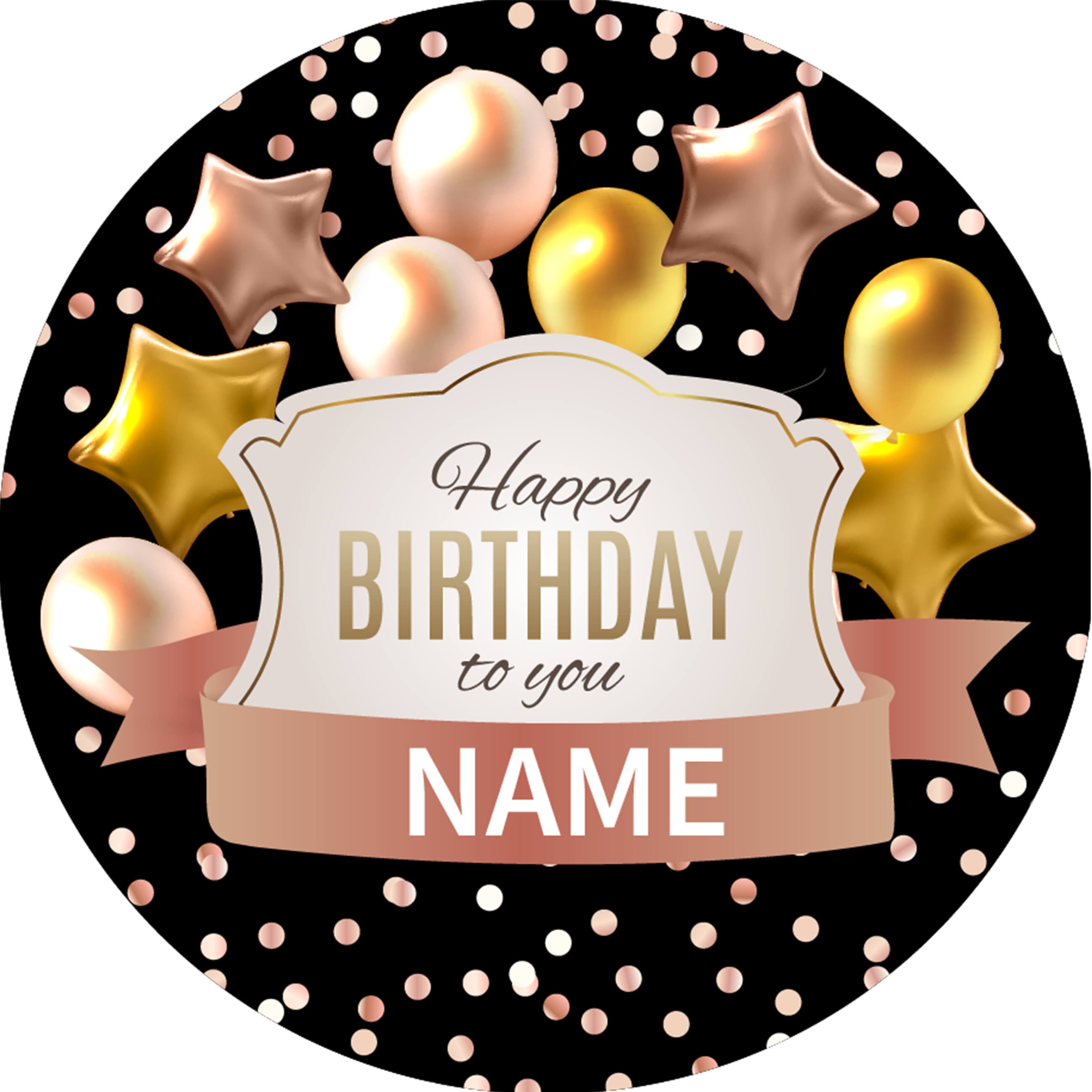 Sfondo Compleanno Cerchio Personalizzato Palloncini Oro Rosa RR5-59