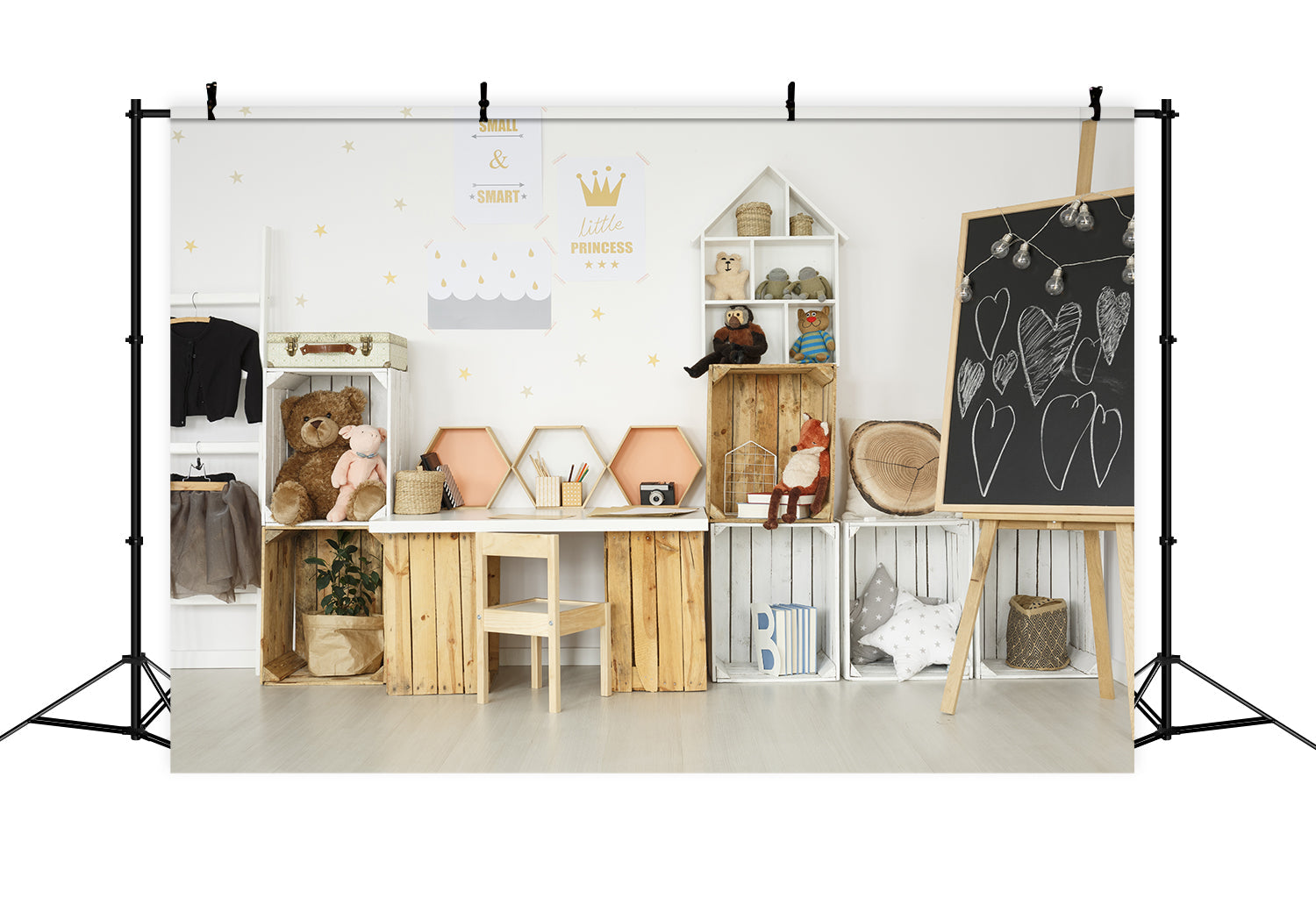 Calda Bambola Da Studio Per Bambini Sfondo Con Lavagna D'Amore RR5-7