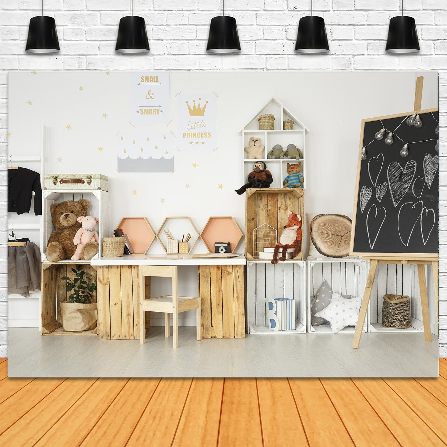 Calda Bambola Da Studio Per Bambini Sfondo Con Lavagna D'Amore RR5-7