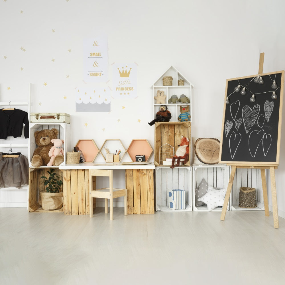 Calda Bambola Da Studio Per Bambini Sfondo Con Lavagna D'Amore RR5-7