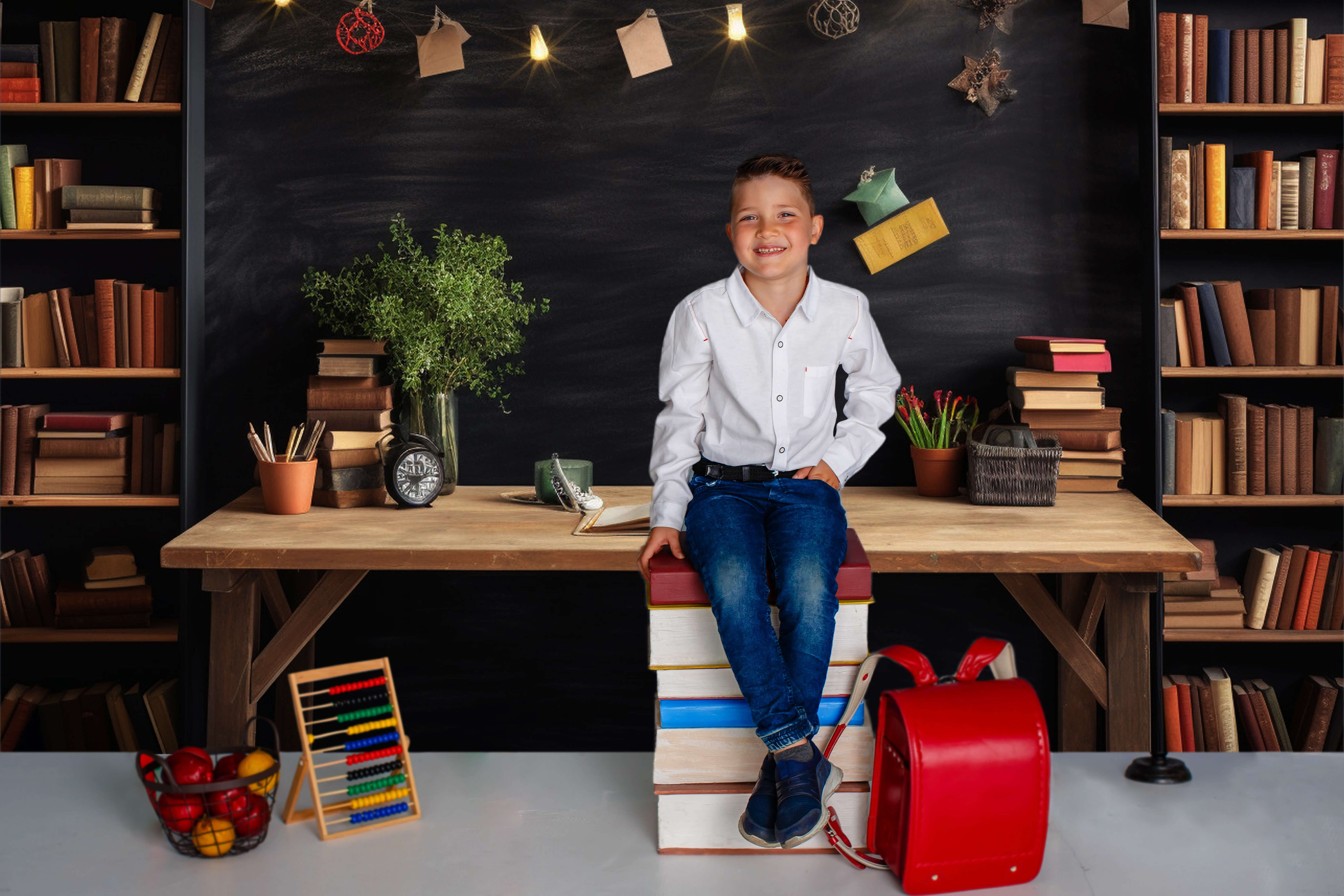 Sfondo Per Scrivania Con Libreria A Tema Ritorno A Scuola RR6-34