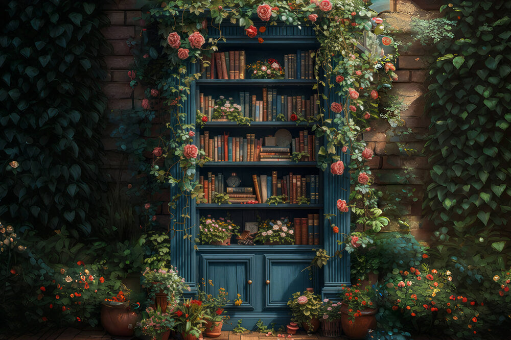 Libreria Ritorno A Scuola Con Sfondo Floreale RR6-35