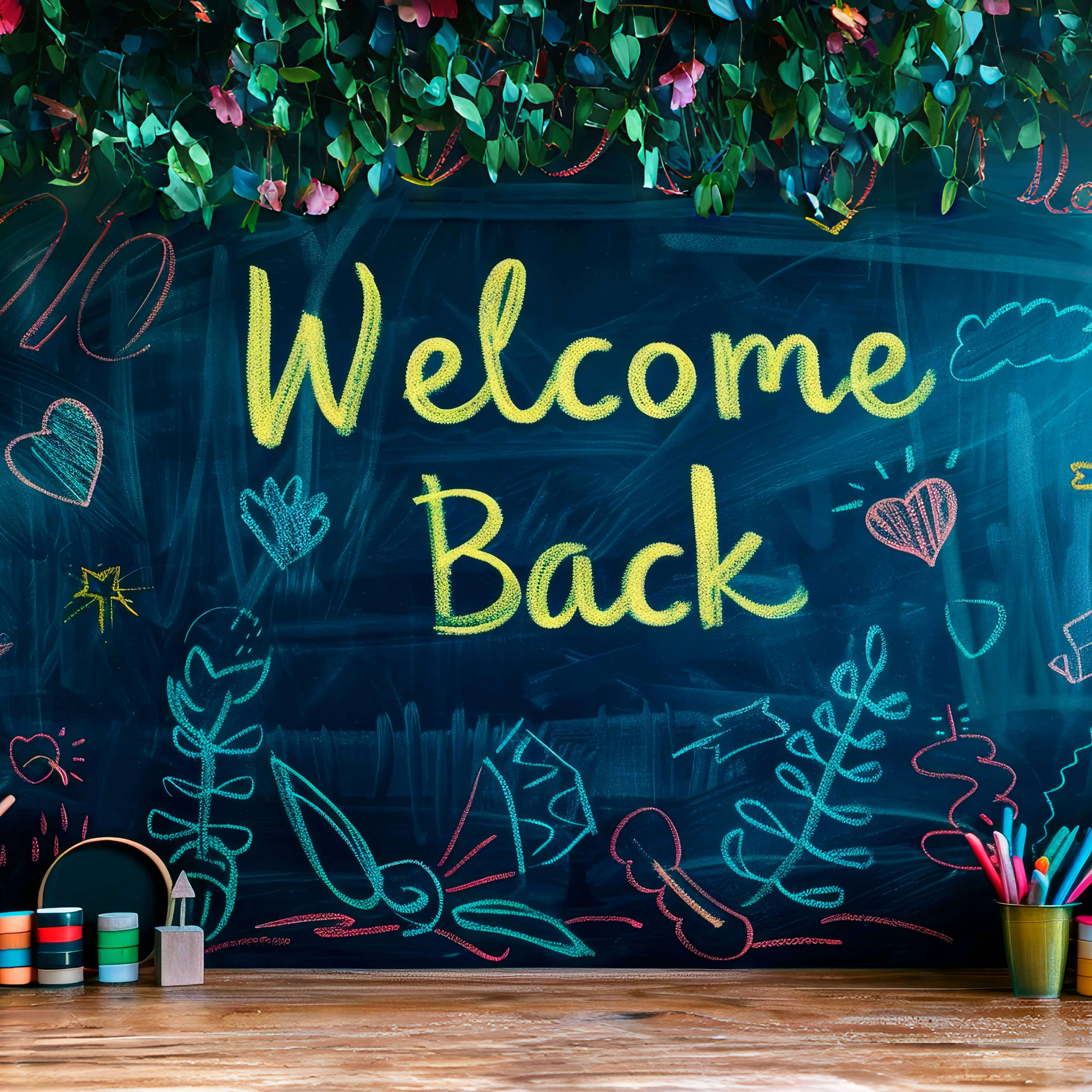 Disegno In Gesso Colorato Sullo Sfondo Del Ritorno A Scuola RR6-39