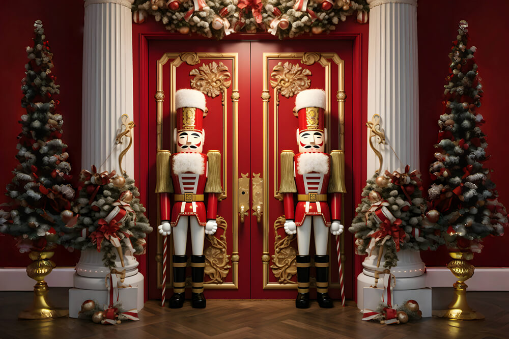 Sfondo Fotografico Per Porta Degli Alberi Di Natale Dello Schiaccianoci RR6-52