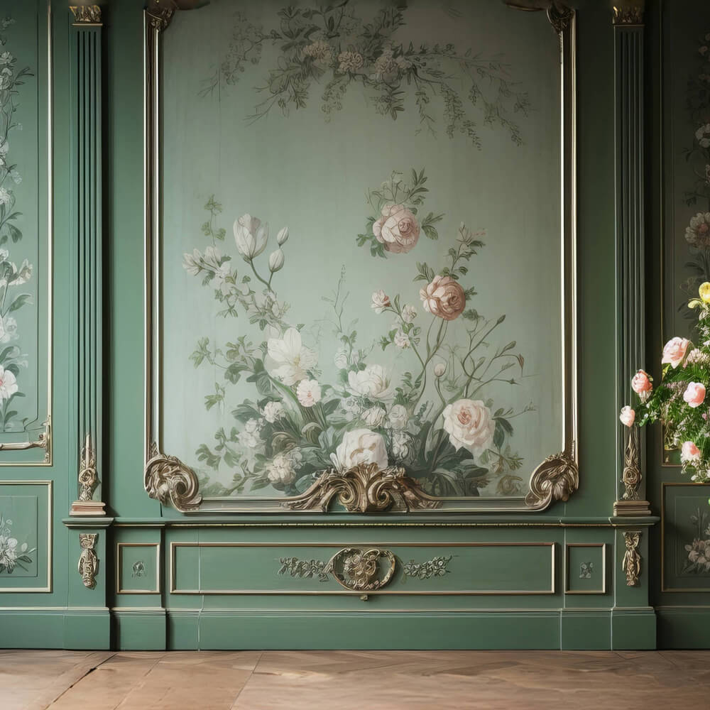 Fondale Da Parete Classico Interno Con Fiori Retro RR6-80