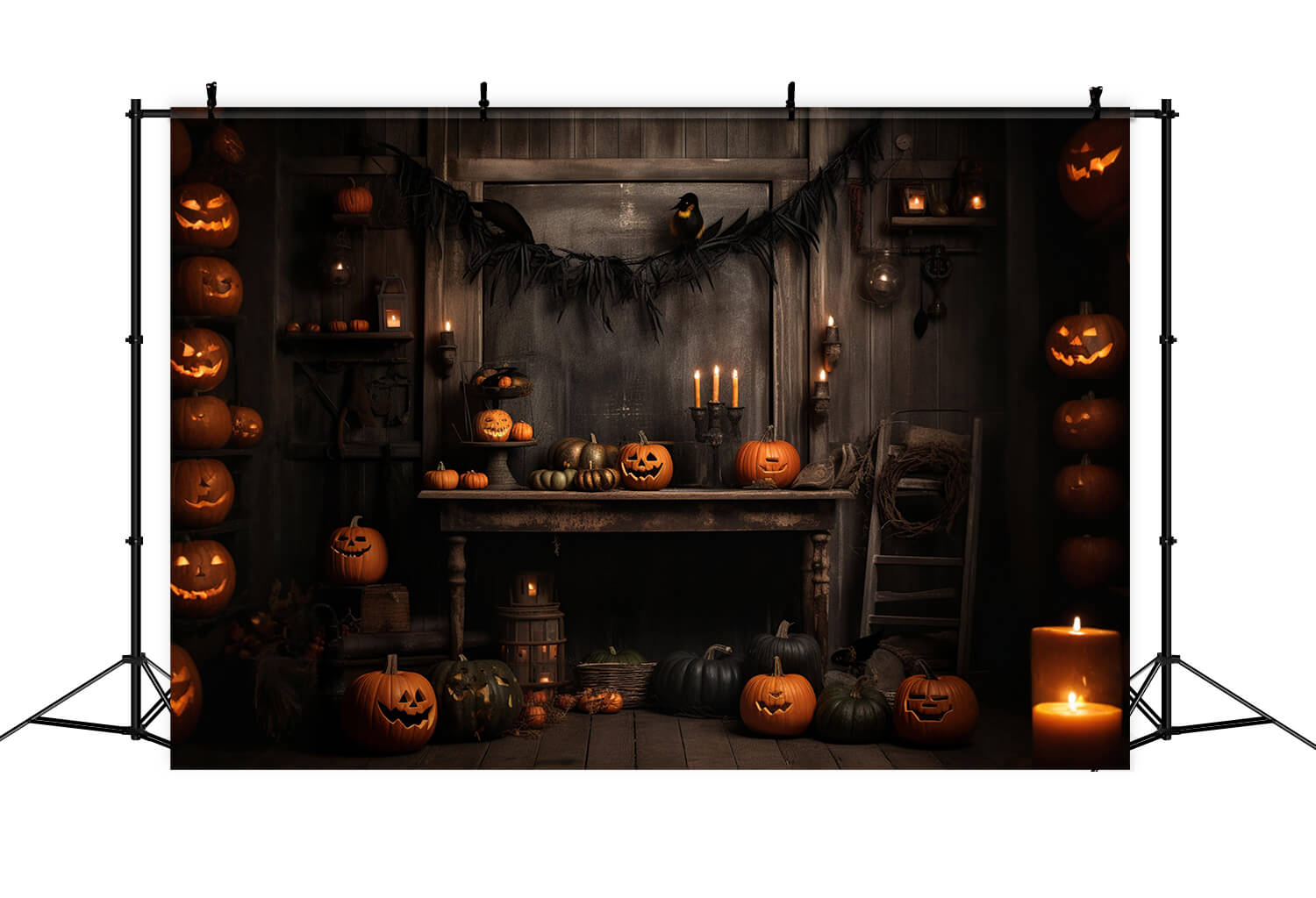 Sfondo Di Zucche Della Casa Della Strega Di Halloween RR7-100