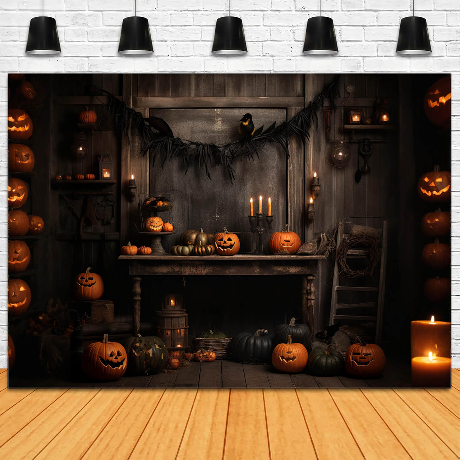 Sfondo Di Zucche Della Casa Della Strega Di Halloween RR7-100