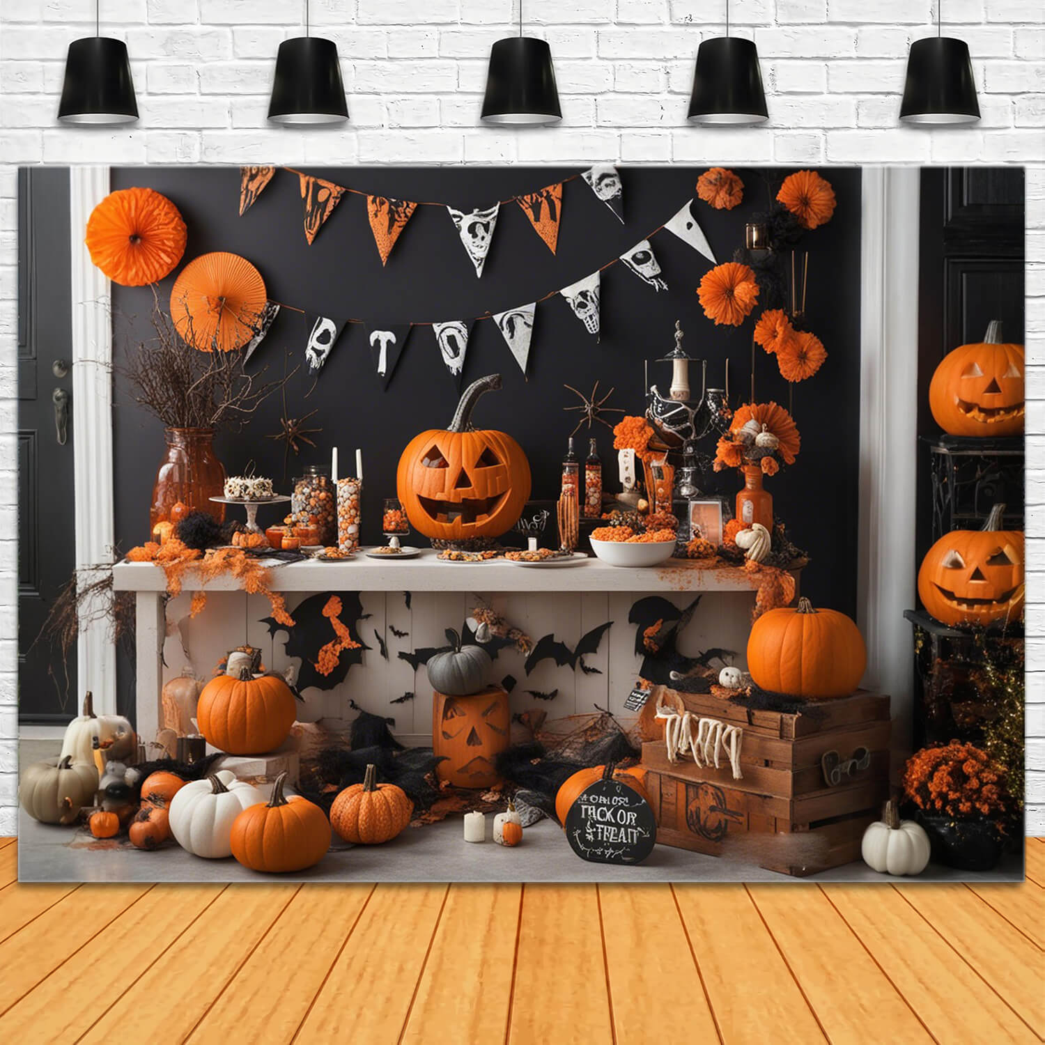 Zucche Pipistrelli Halloween Fondale Fotografico RR7-101