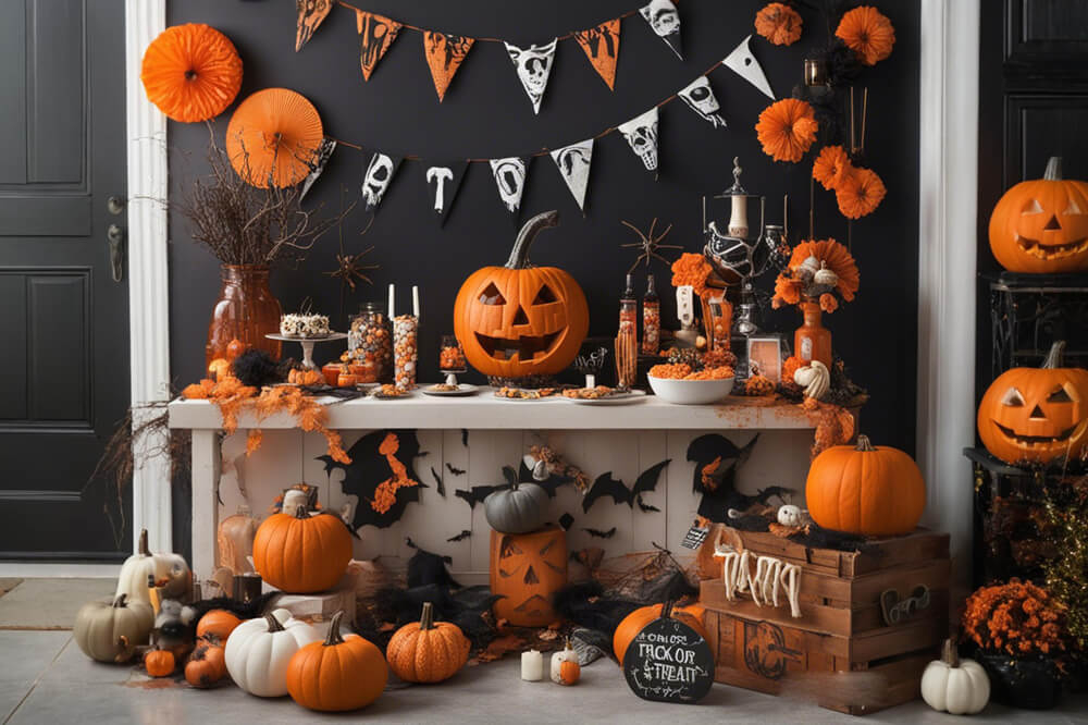 Zucche Pipistrelli Halloween Fondale Fotografico RR7-101