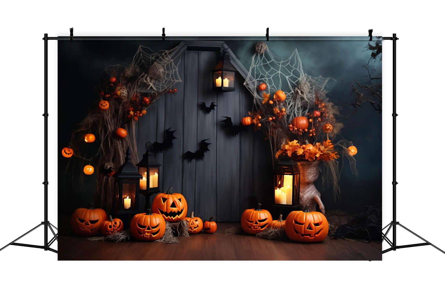 Sfondo Di Pipistrelli Lanterne Zucca Di Halloween RR7-102