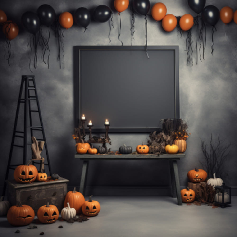Sfondo Di Zucche In Camera Decorata Per Halloween RR7-103
