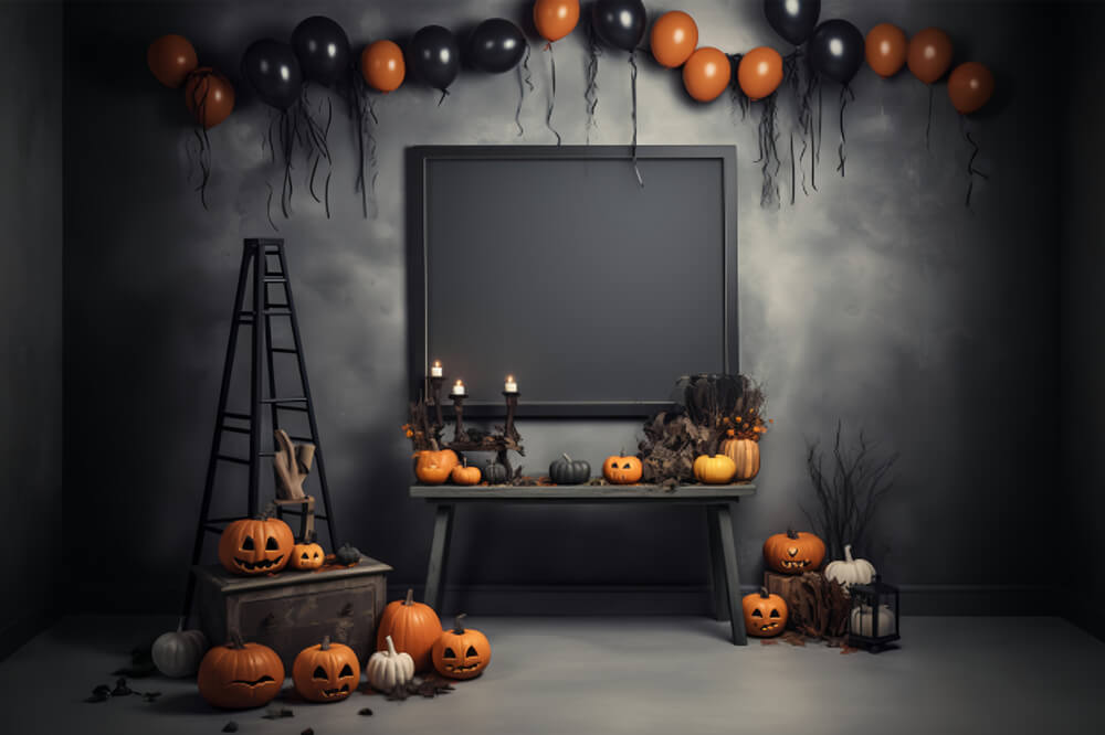 Sfondo Di Zucche In Camera Decorata Per Halloween RR7-103