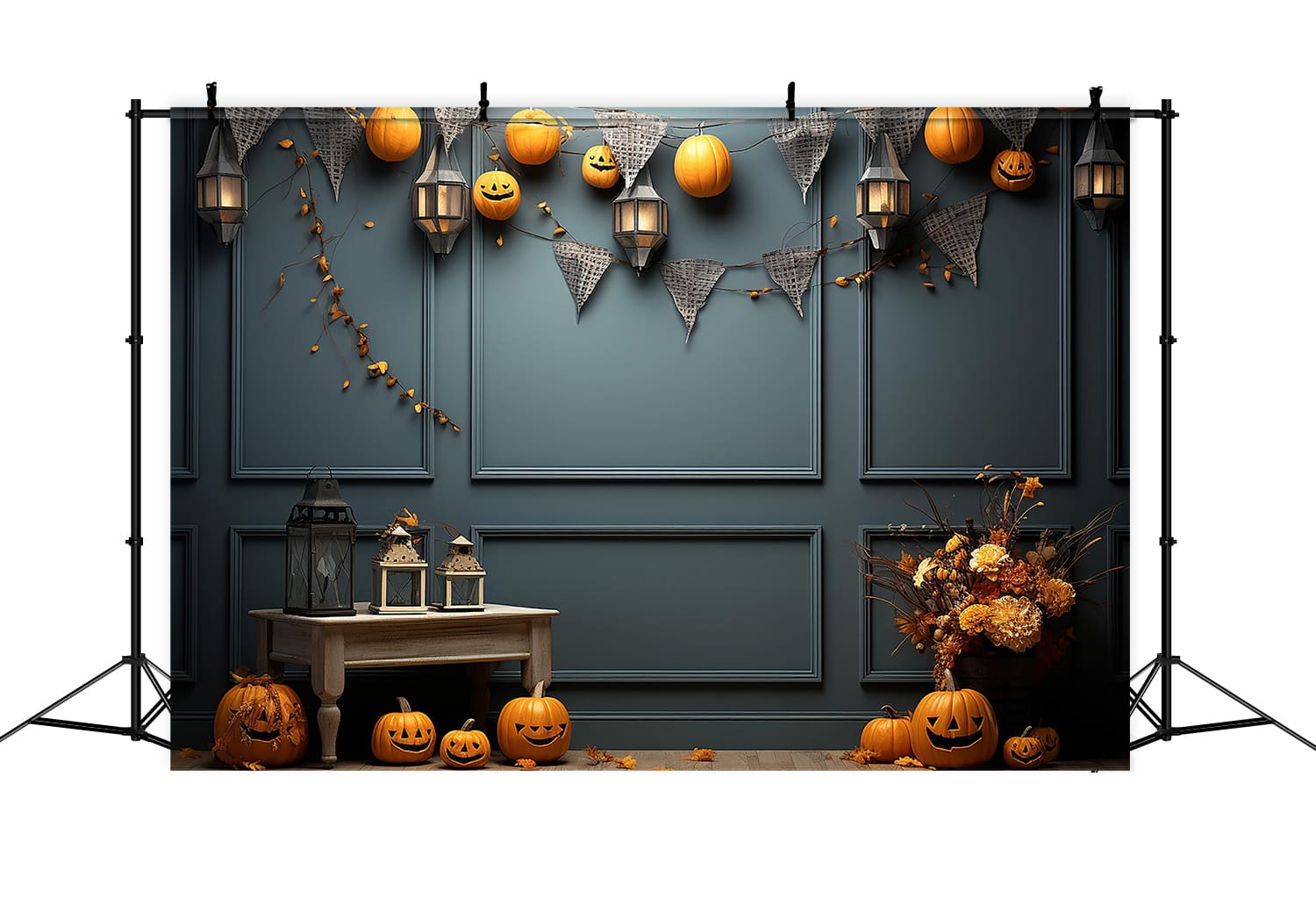 Sfondo Di Halloween Da Parete Decorato Con Zucche RR7-108