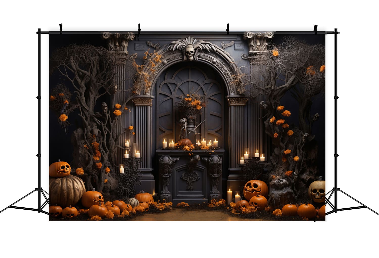 Zucche Candele Sfondo Da Muro Di Halloween RR7-112