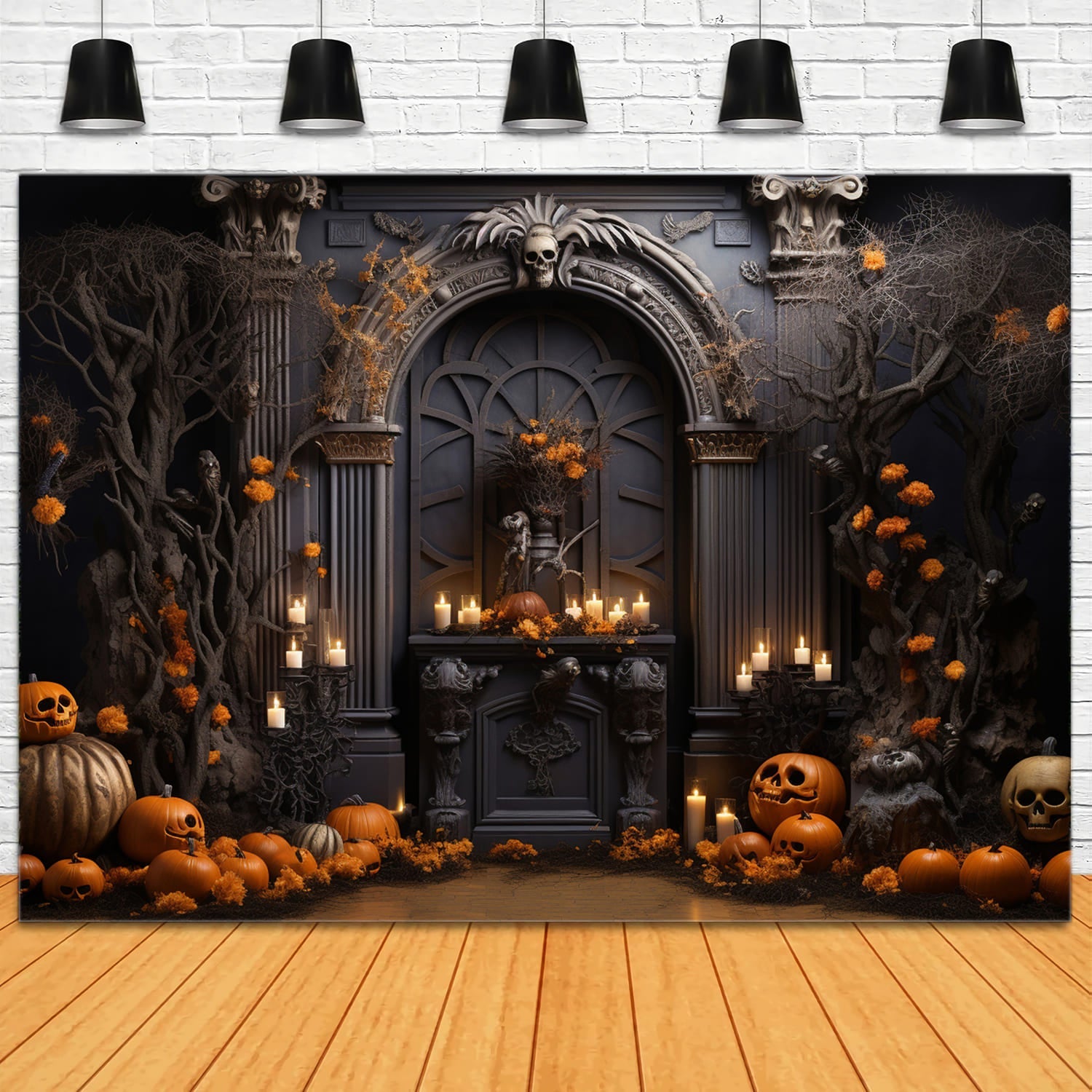 Zucche Candele Sfondo Da Muro Di Halloween RR7-112
