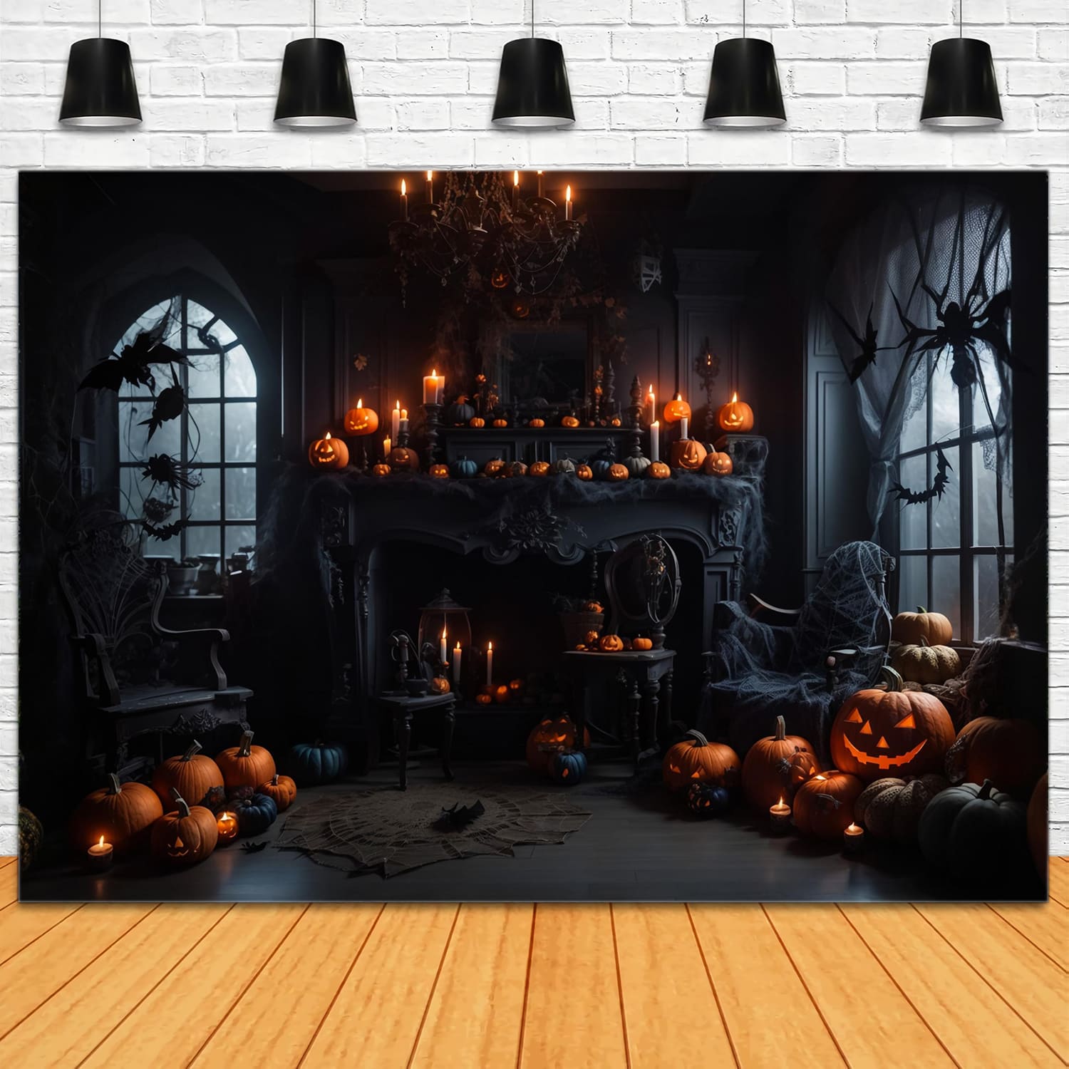 Sfondo Di Candele Di Zucca Per La Stanza Di Halloween RR7-114