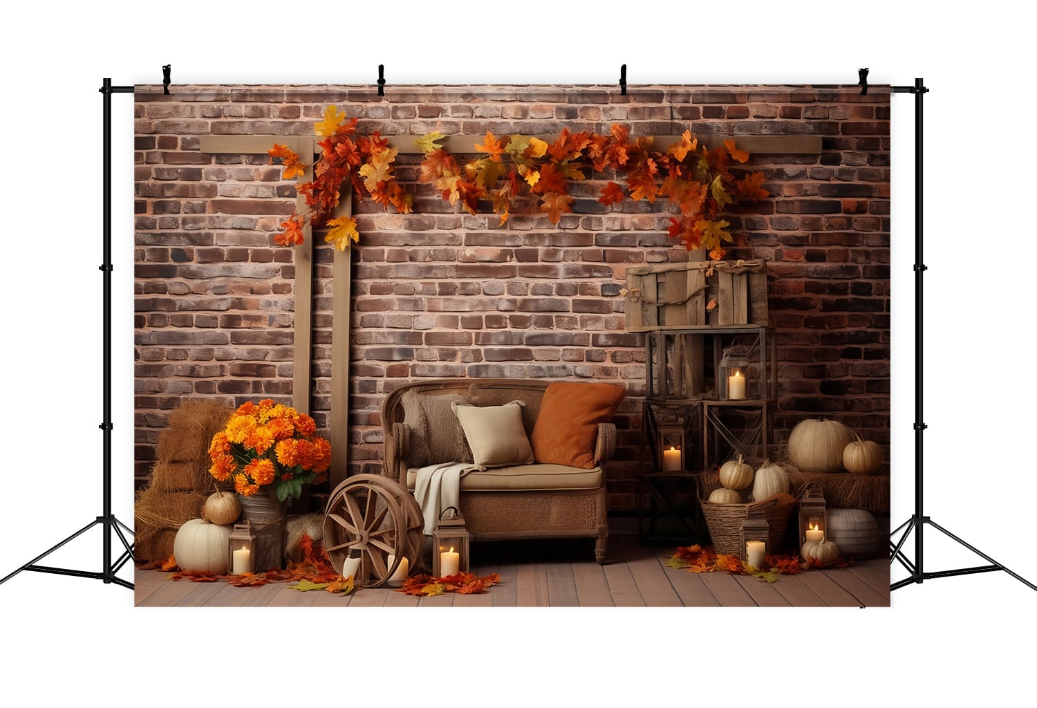 Zucche Foglie D'Acero Muro Sfondo Autunnale RR7-142