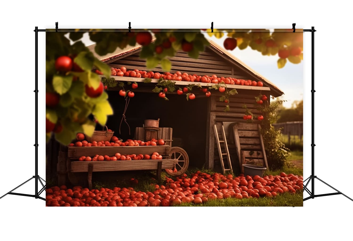 Sfondo Della Casa In Legno Della Raccolta Dei Frutti Autunnali RR7-154