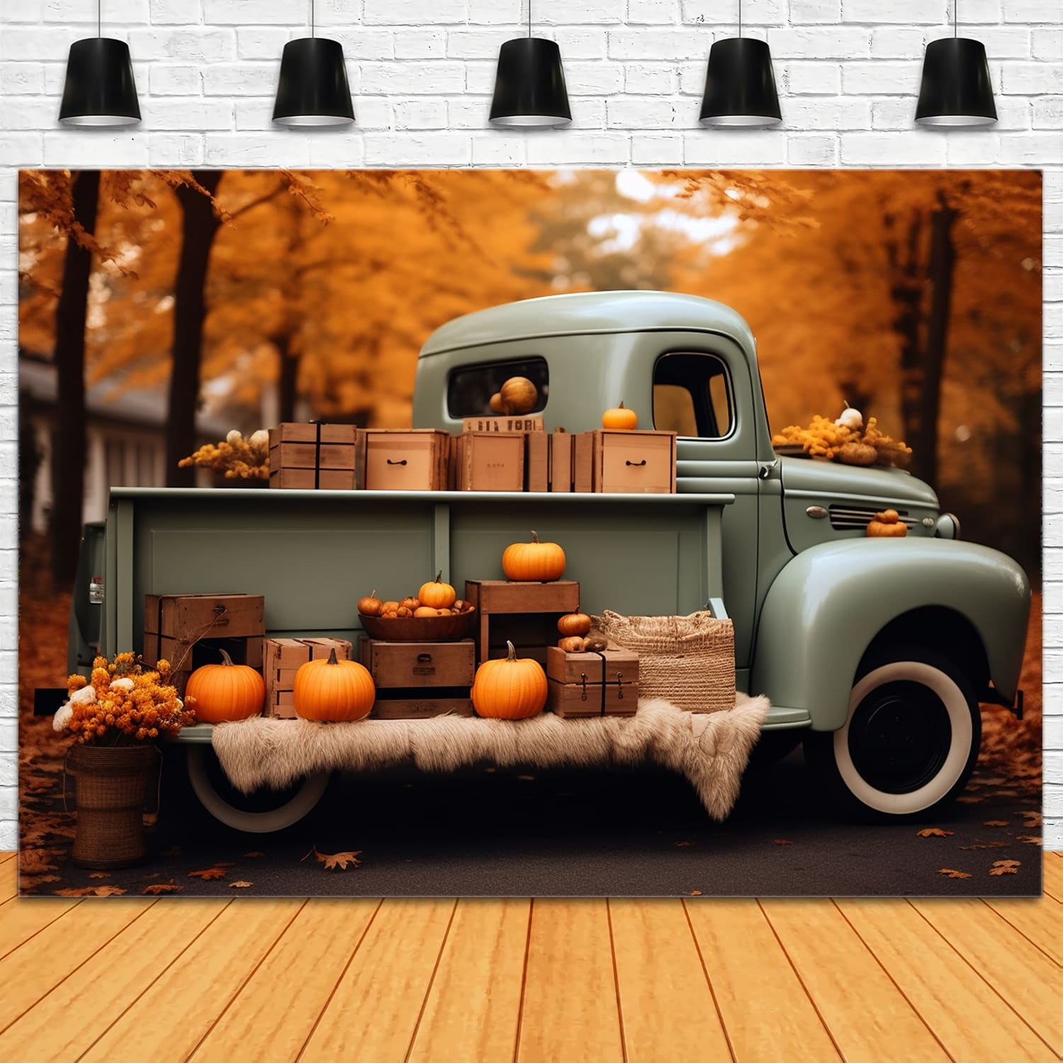 Sfondo Di Camion Retro Raccolta Foresta Autunnale RR7-159