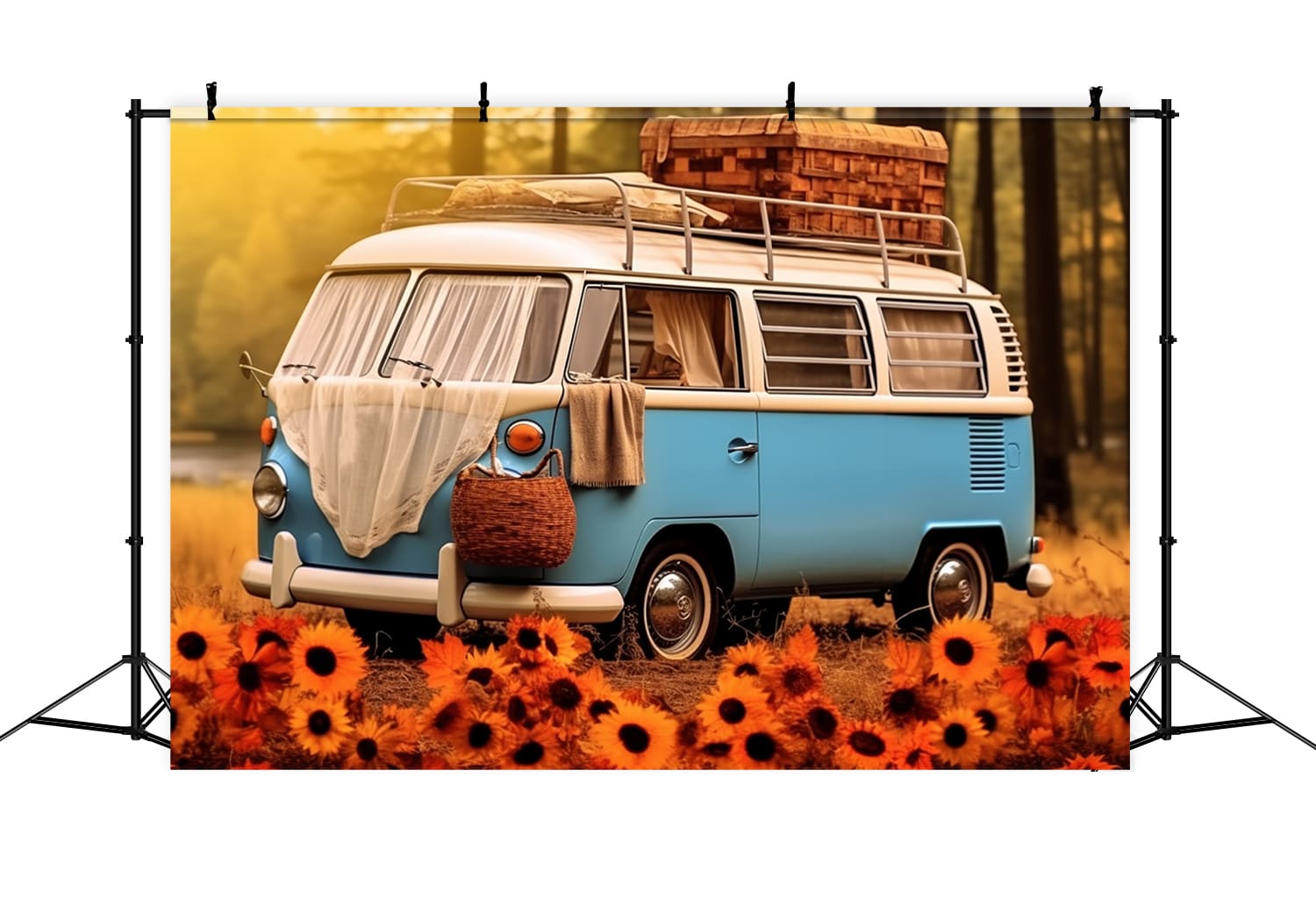 Sfondo Autunno Girasole Blu Bianco Autobus RR7-163