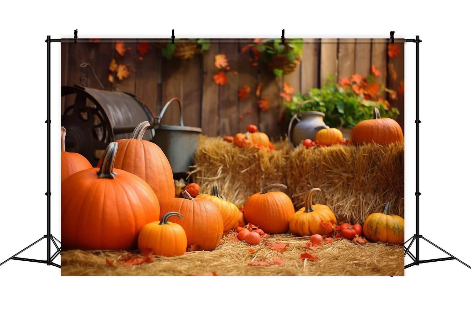 Raccolto Autunno Zucche Pagliaio Sfondo RR7-185