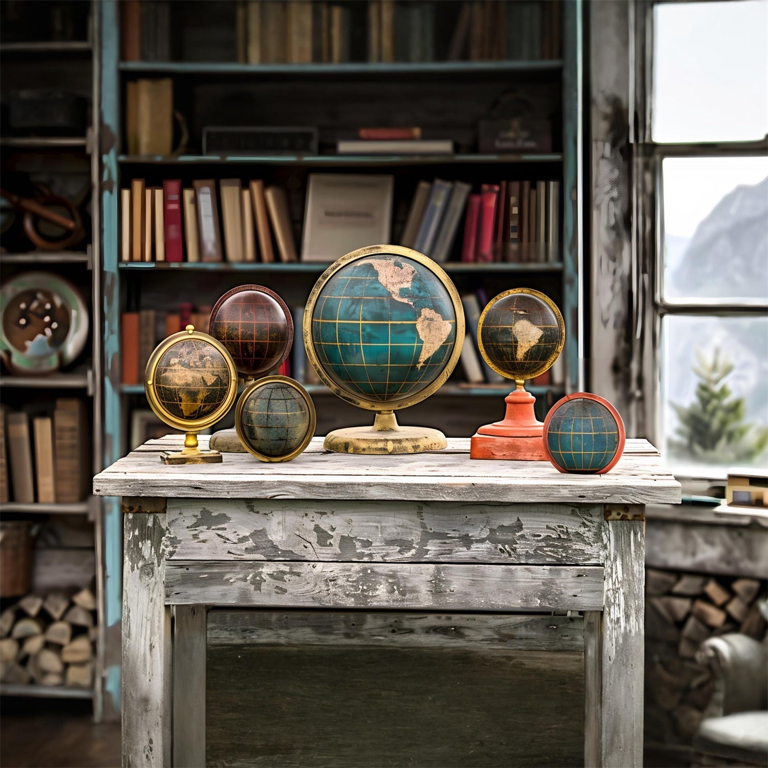 Globo Vecchia Scrivania Ritorno A Scuola Sfondo RR7-195