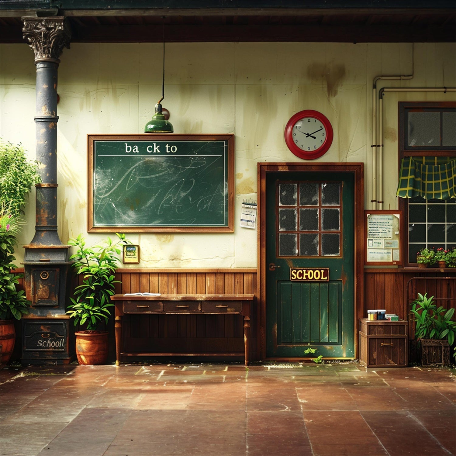 Sfondo Per Porta Retro Con Lavagna Ritorno A Scuola RR7-205