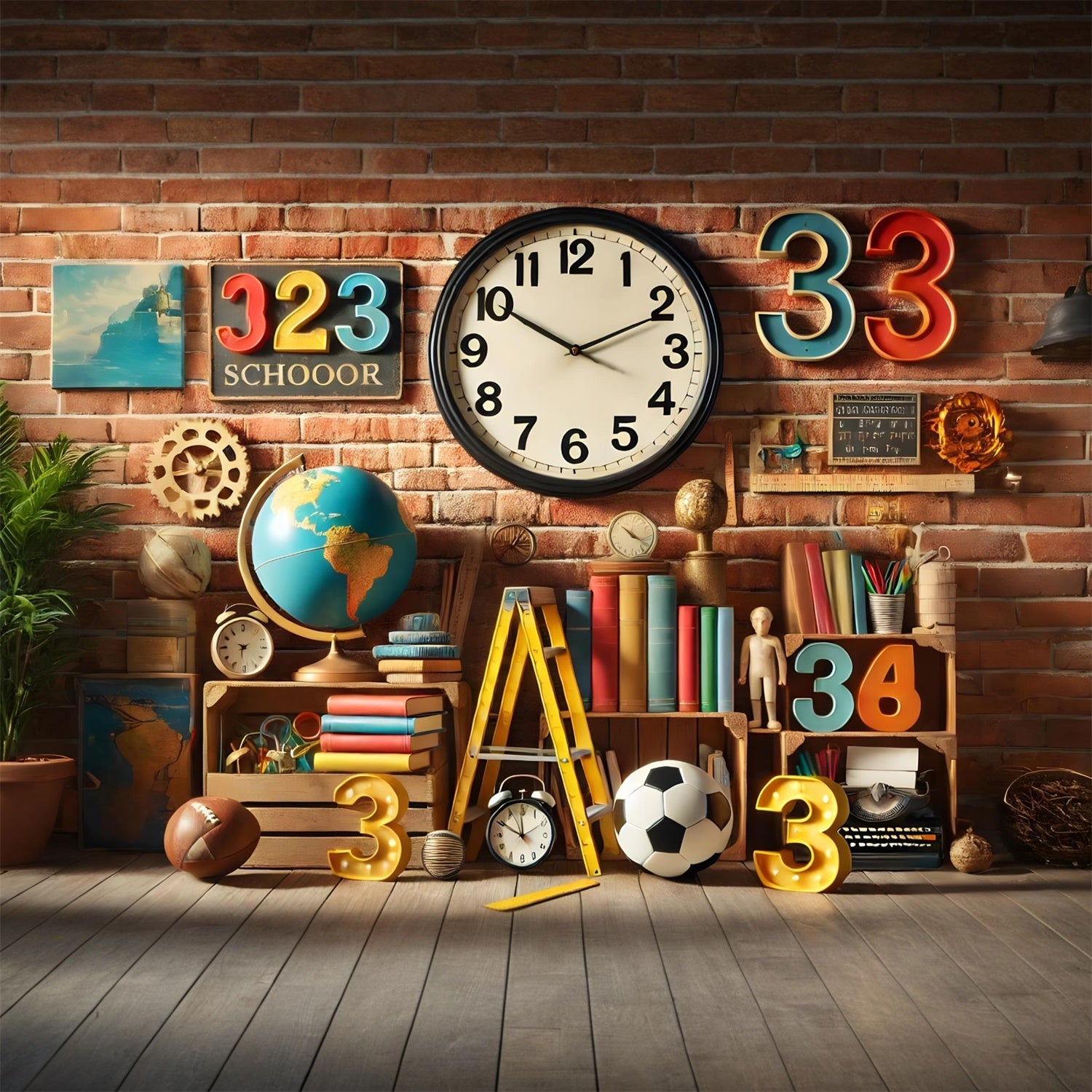 Ritorno A Scuola Numeri Libri Globo Sfondo RR7-209